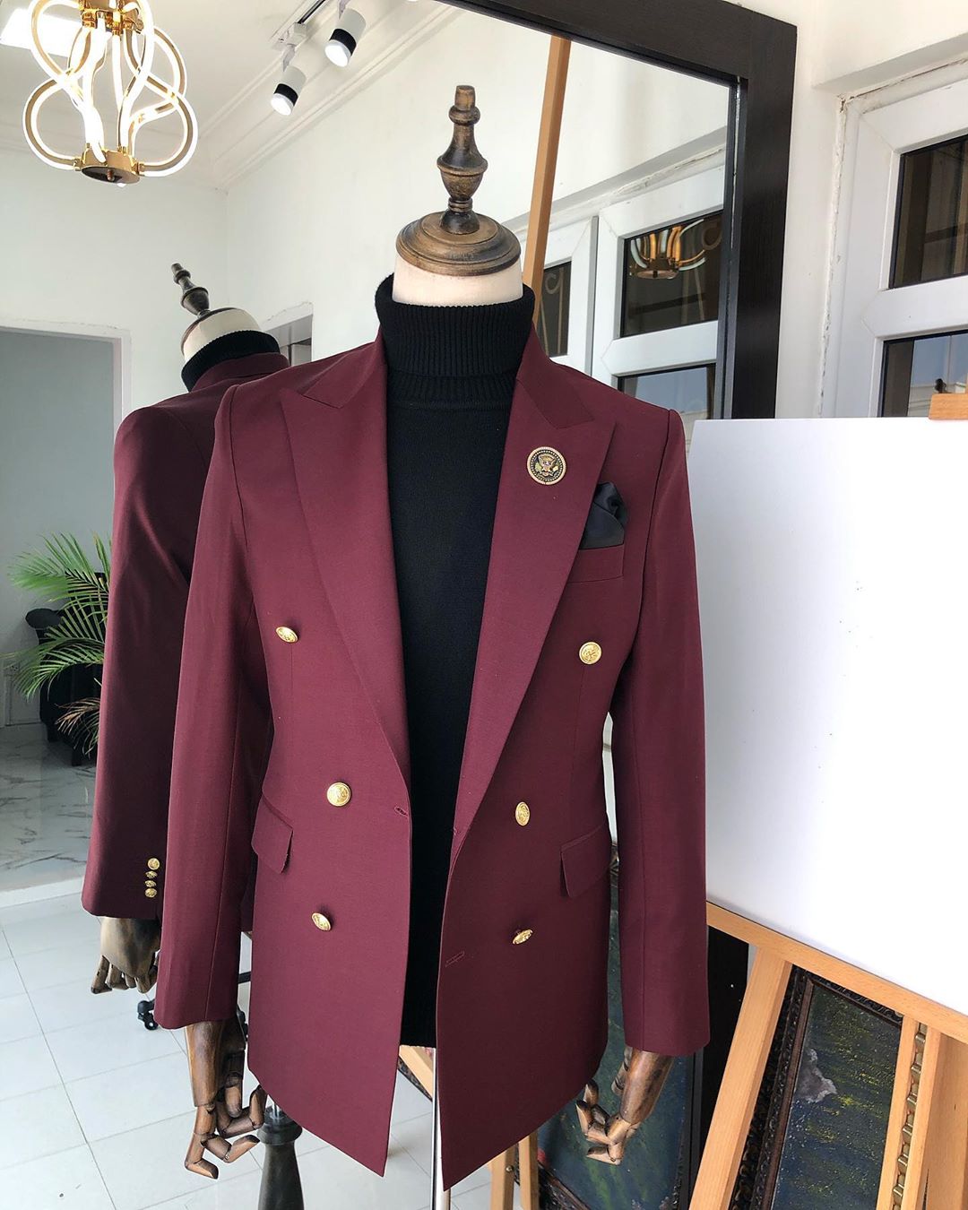 double breasted suit maroon