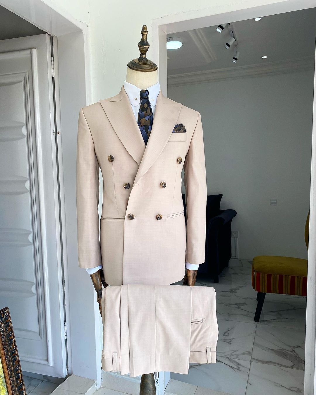 cream double breasted blazer