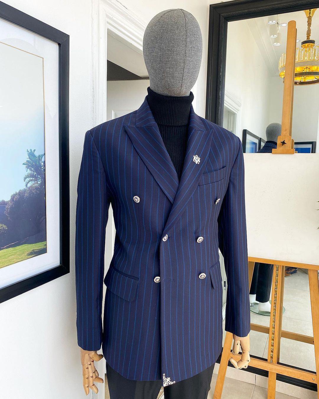 navy double breasted suit